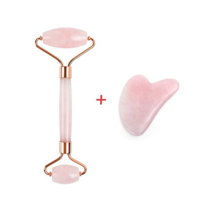 Rose Quartz Roller Slimming Face Massager Lifting Tool Natural Jade - MEDIJIX