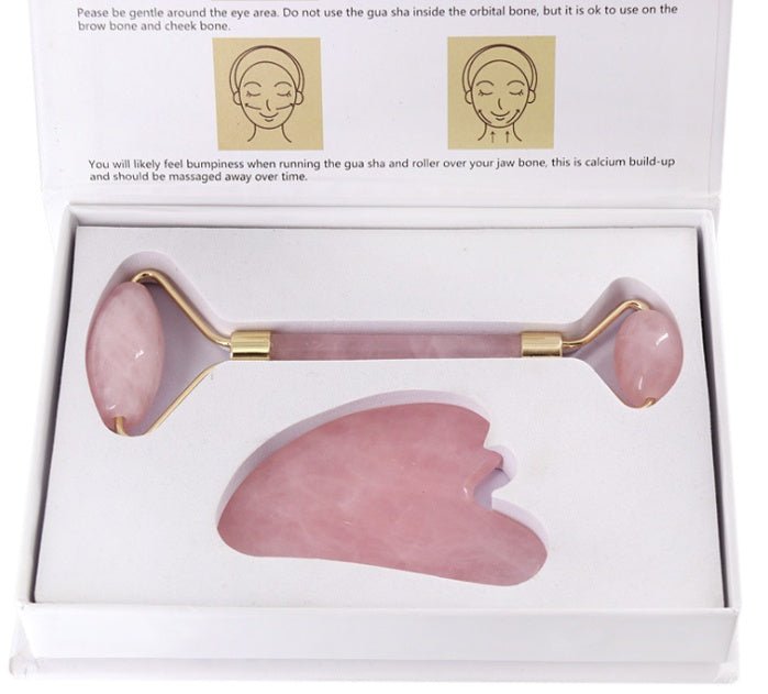 Rose Quartz Roller Slimming Face Massager Lifting Tool Natural Jade - MEDIJIX