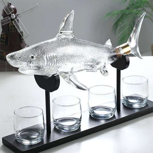 Shark Shaped Decanter Thickened Sealed High Borosilicate Glass Wine Bottle Container - MEDIJIX