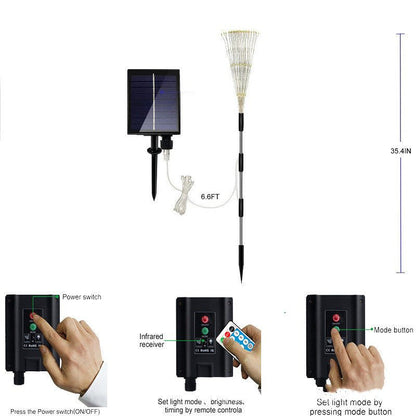 Solar Fireworks Lamp Drag A Waterproof Lawn Floor Outlet - MEDIJIX