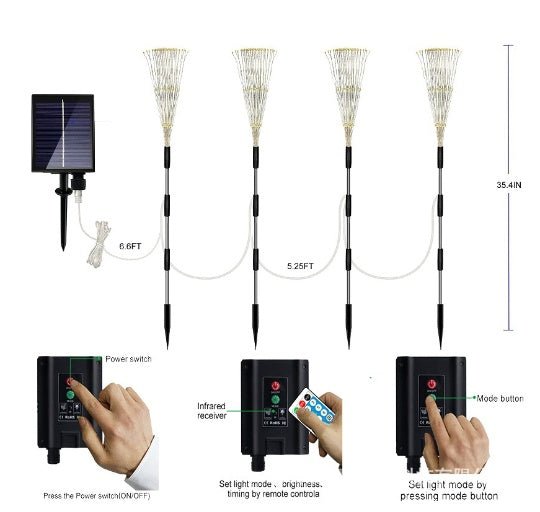 Solar Fireworks Lamp Drag A Waterproof Lawn Floor Outlet - MEDIJIX