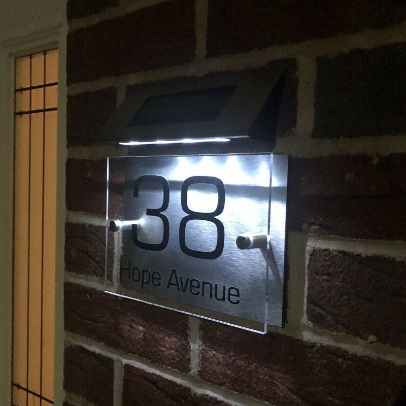 Solar Powered Doorplate Light Digital Address Indication Number Plate Light Control Door Number Warning Sign - MEDIJIX