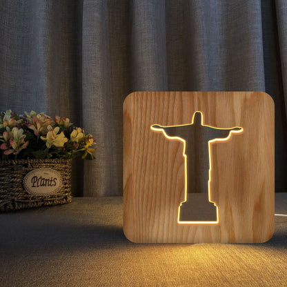 Solid wood hollow night lamp - MEDIJIX