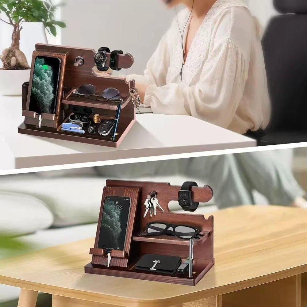 Solid Wood Phone Stand Desktop Creative Storage Rack - MEDIJIX