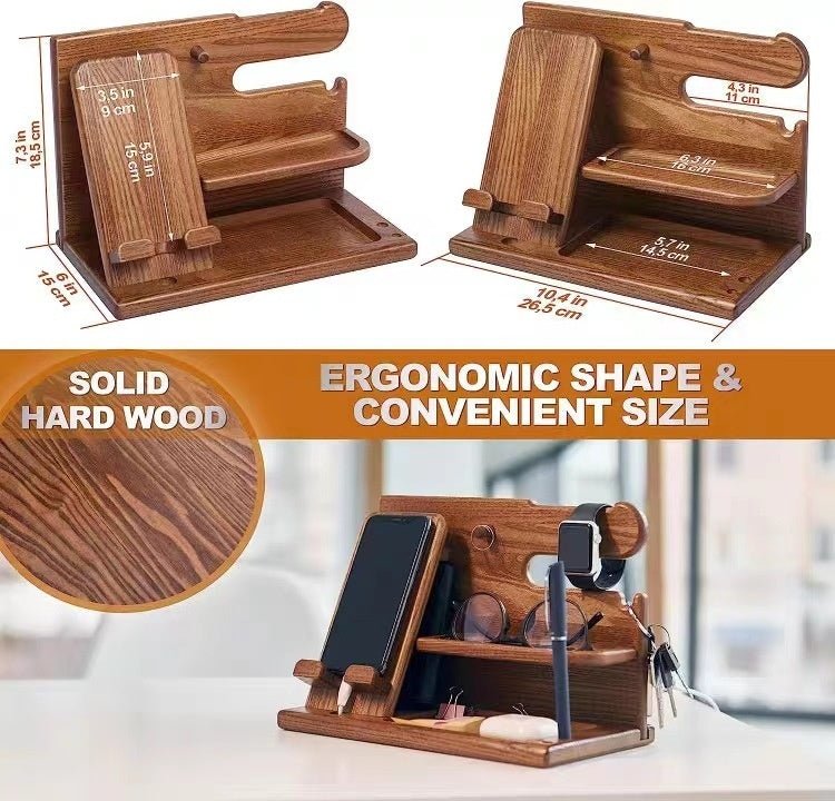 Solid Wood Phone Stand Desktop Creative Storage Rack - MEDIJIX