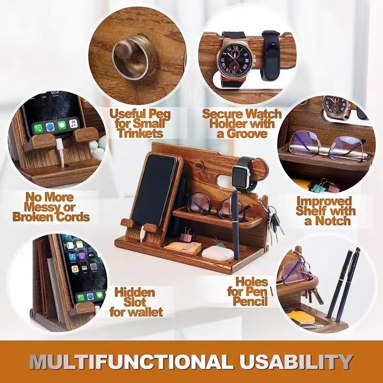 Solid Wood Phone Stand Desktop Creative Storage Rack - MEDIJIX