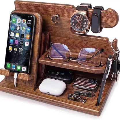 Solid Wood Phone Stand Desktop Creative Storage Rack - MEDIJIX