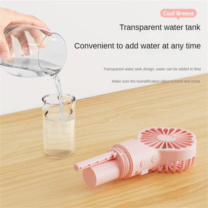 Strong Power Spray Humidification Small Fan Humidification Usb Charging Portable Fan Icy And Refreshing Fan Water Supplement - MEDIJIX