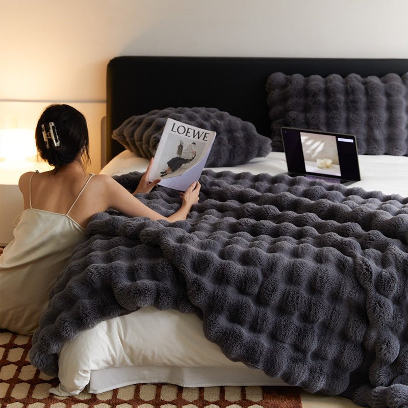 The Fur Rabbit Hair Sofa Blanket Is Simple And Luxurious - MEDIJIX