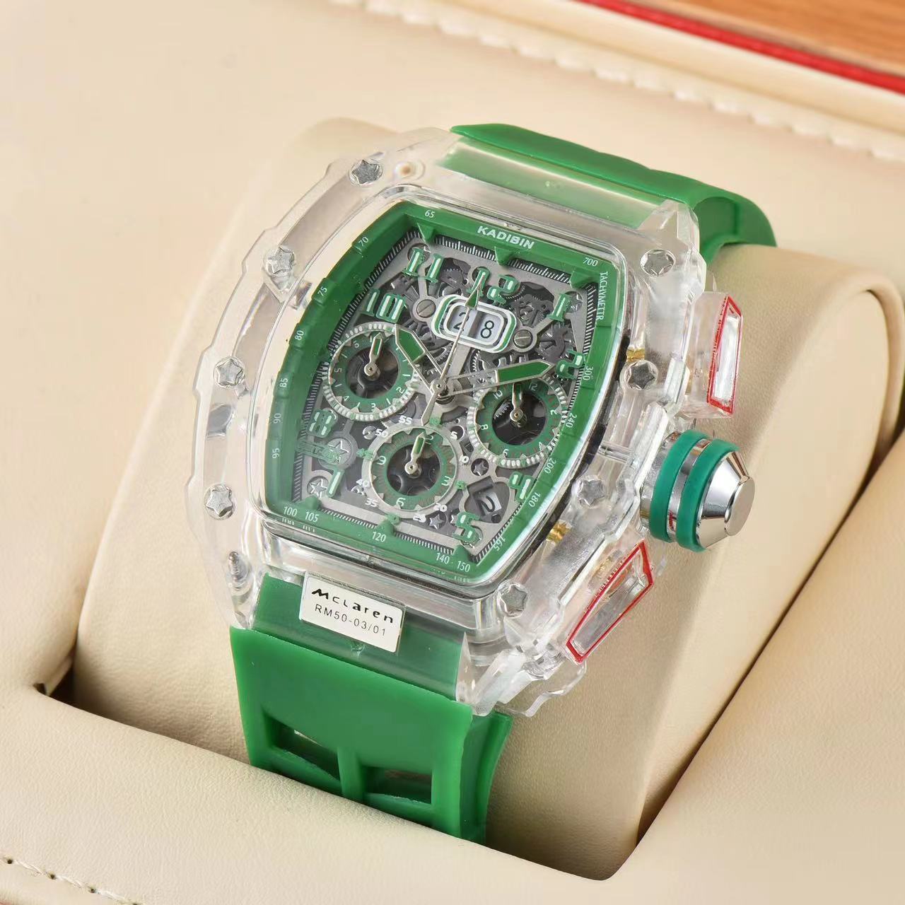 Transparent Six - hand Running Second Rotating Chassis Quartz Watch - MEDIJIX