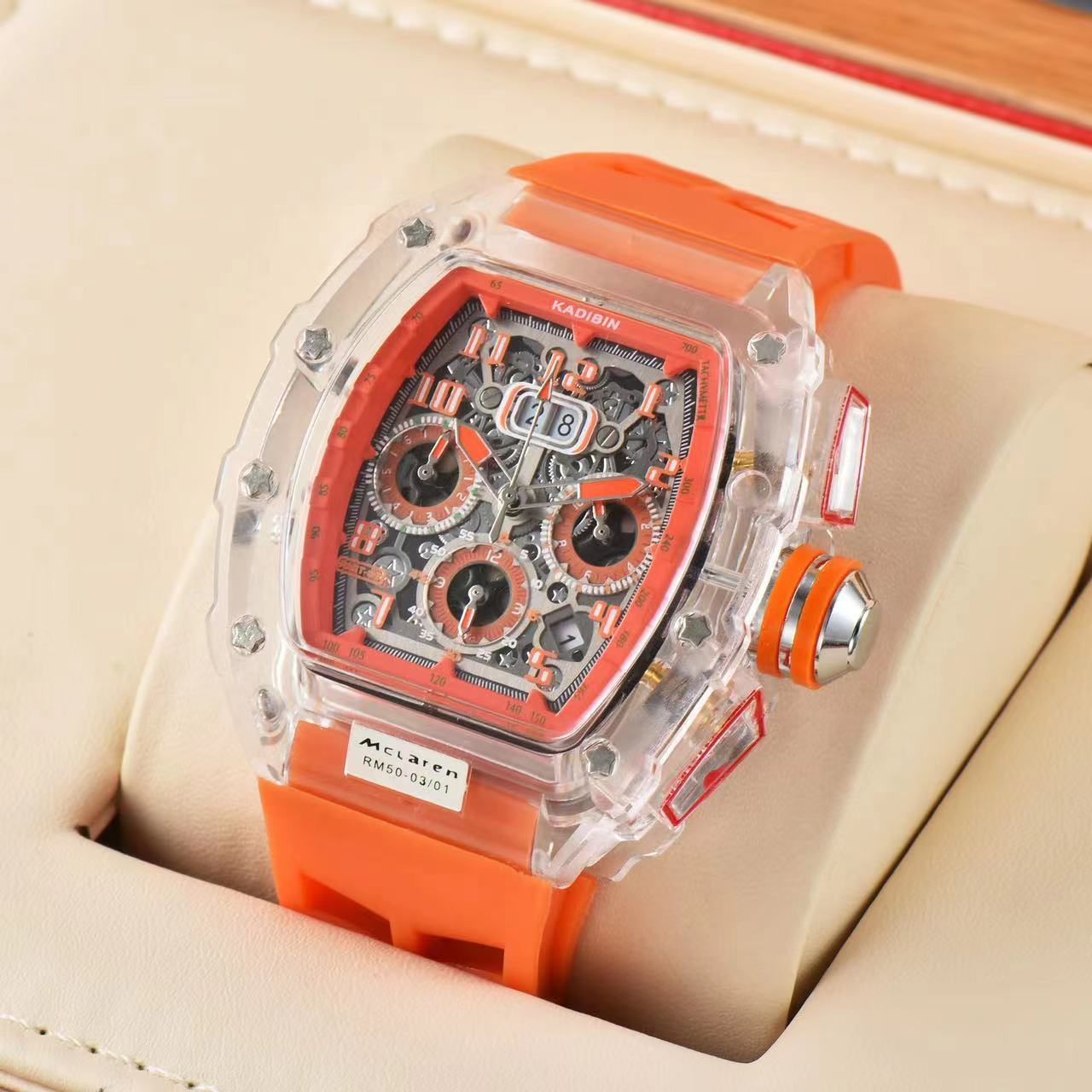 Transparent Six - hand Running Second Rotating Chassis Quartz Watch - MEDIJIX