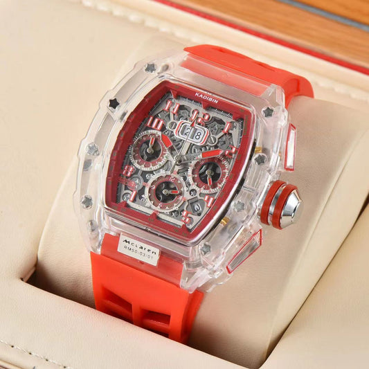 Transparent Six - hand Running Second Rotating Chassis Quartz Watch - MEDIJIX