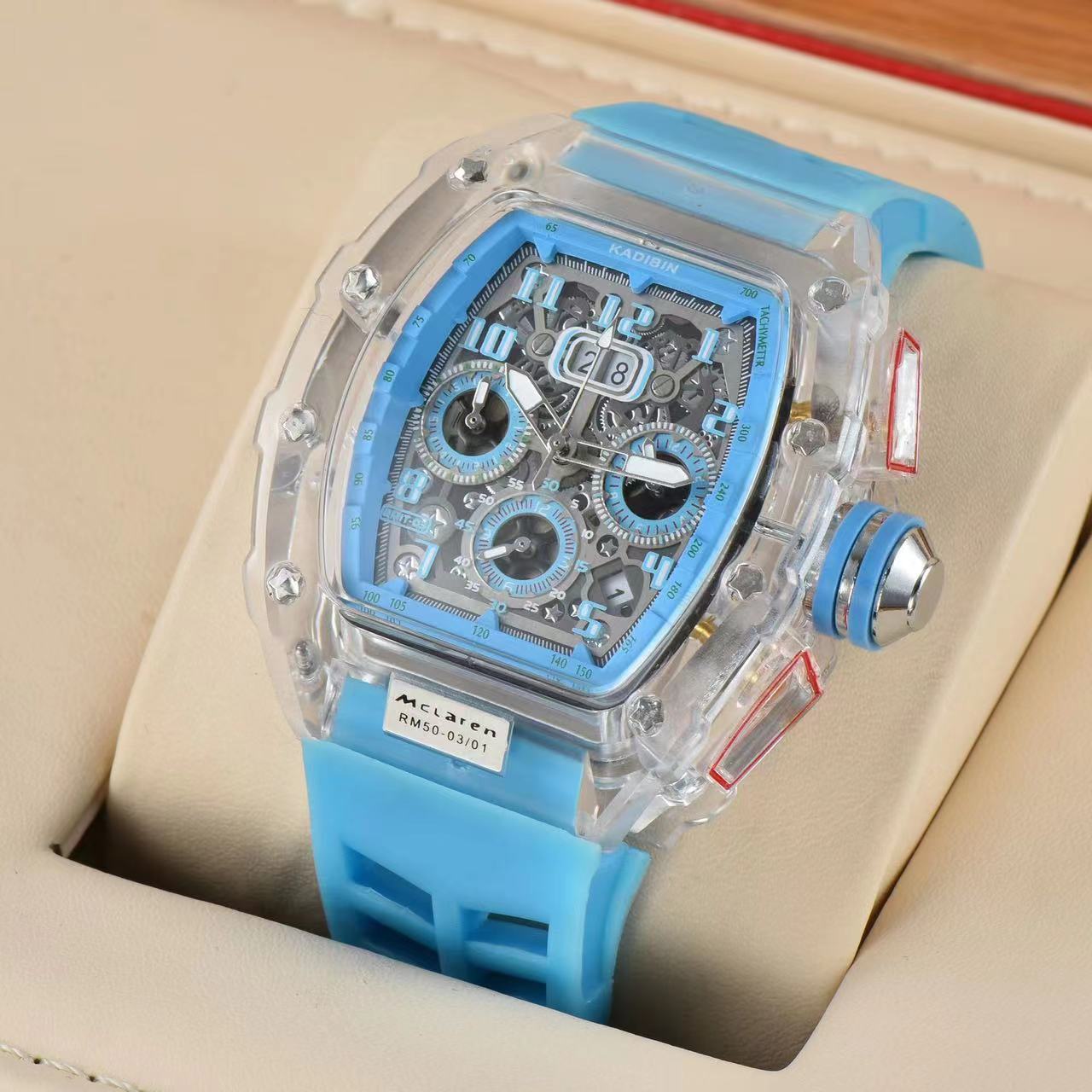 Transparent Six - hand Running Second Rotating Chassis Quartz Watch - MEDIJIX