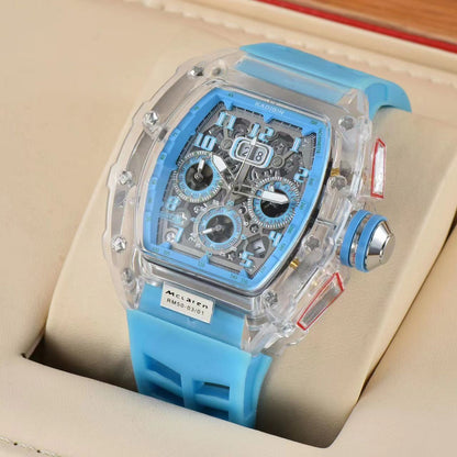 Transparent Six - hand Running Second Rotating Chassis Quartz Watch - MEDIJIX