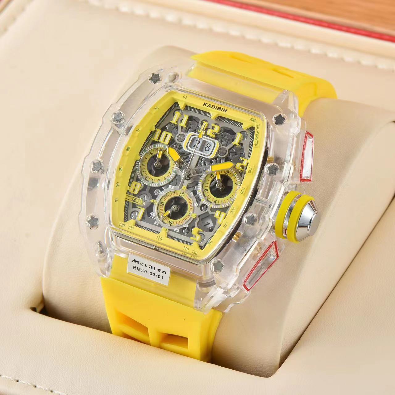 Transparent Six - hand Running Second Rotating Chassis Quartz Watch - MEDIJIX