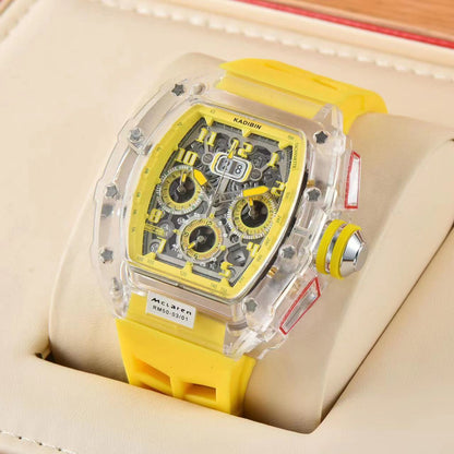 Transparent Six - hand Running Second Rotating Chassis Quartz Watch - MEDIJIX