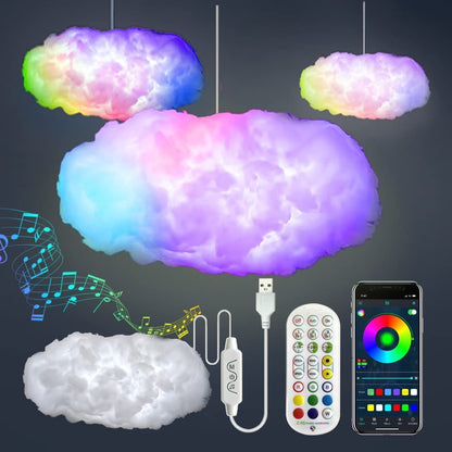 USB Cloud Light APP Control Music Synchronization 3D RGBIC Ambient Light Lightning Simulation Clouds Bedroom Room Light - MEDIJIX