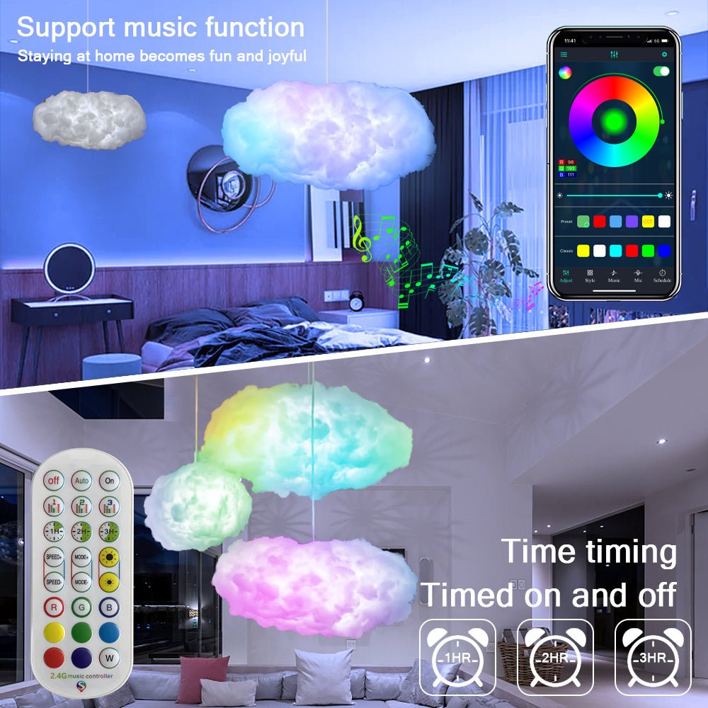 USB Cloud Light APP Control Music Synchronization 3D RGBIC Ambient Light Lightning Simulation Clouds Bedroom Room Light - MEDIJIX