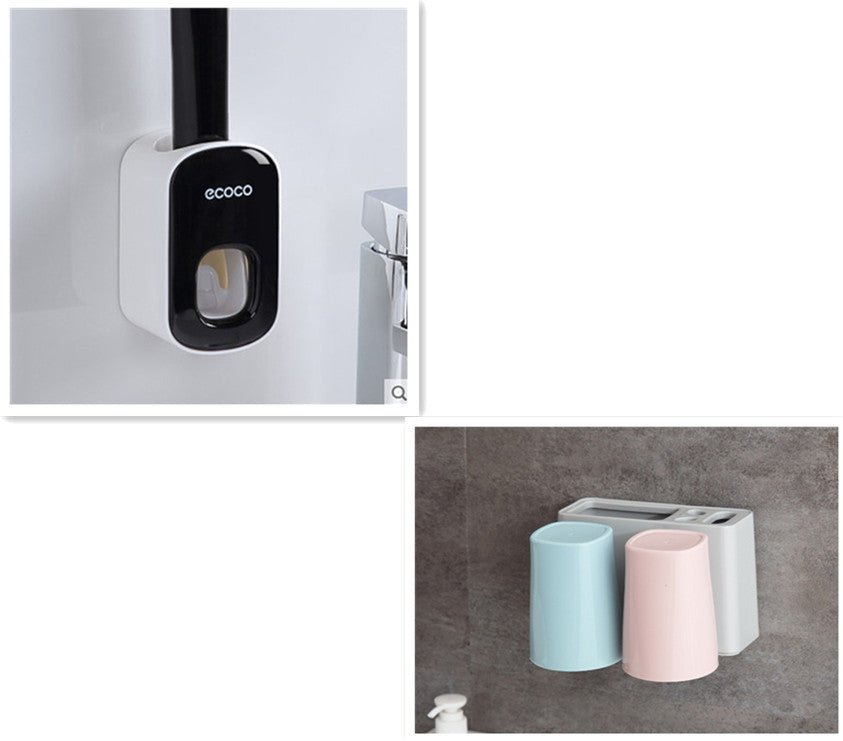 Wall Mounted Automatic Toothpaste Holder Bathroom Accessories Set Dispenser - MEDIJIX