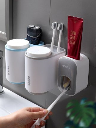 Wall Mounted Automatic Toothpaste Holder Bathroom Accessories Set Dispenser - MEDIJIX