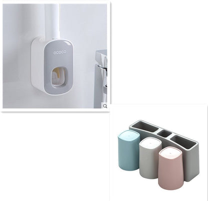 Wall Mounted Automatic Toothpaste Holder Bathroom Accessories Set Dispenser - MEDIJIX