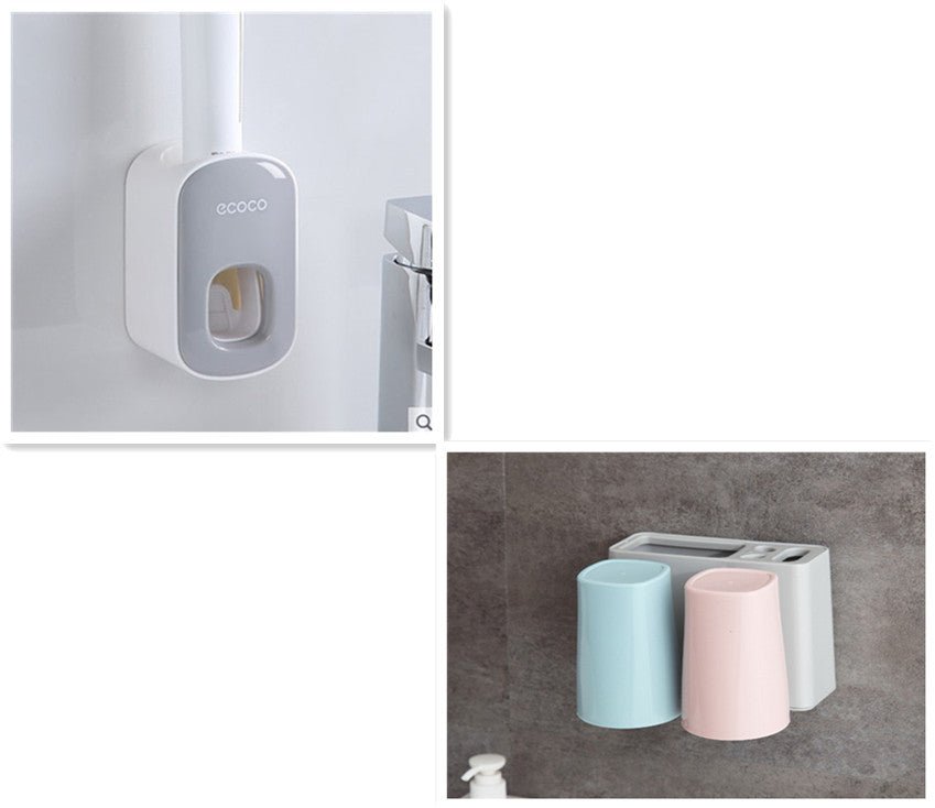 Wall Mounted Automatic Toothpaste Holder Bathroom Accessories Set Dispenser - MEDIJIX