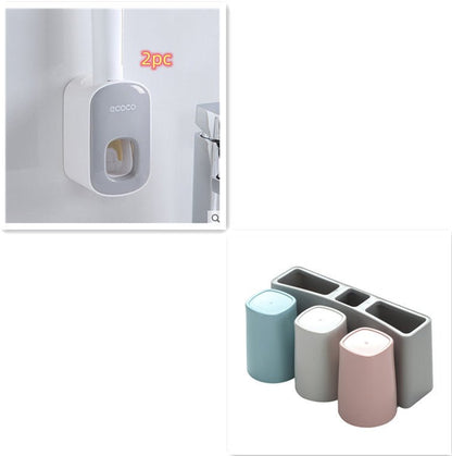 Wall Mounted Automatic Toothpaste Holder Bathroom Accessories Set Dispenser - MEDIJIX